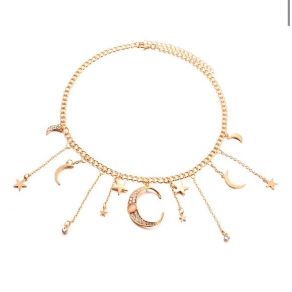 Moon and Star Goddess Charm Necklace Choker - Picture 7 of 13